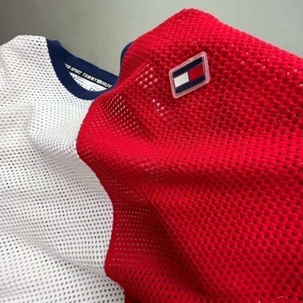 Tommy Hilfiger Sport Color Split Blocked Mesh Long Sleeve Shirt - Picture 11 of 16
